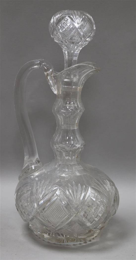 A Victorian cut glass wine carafe 32cm